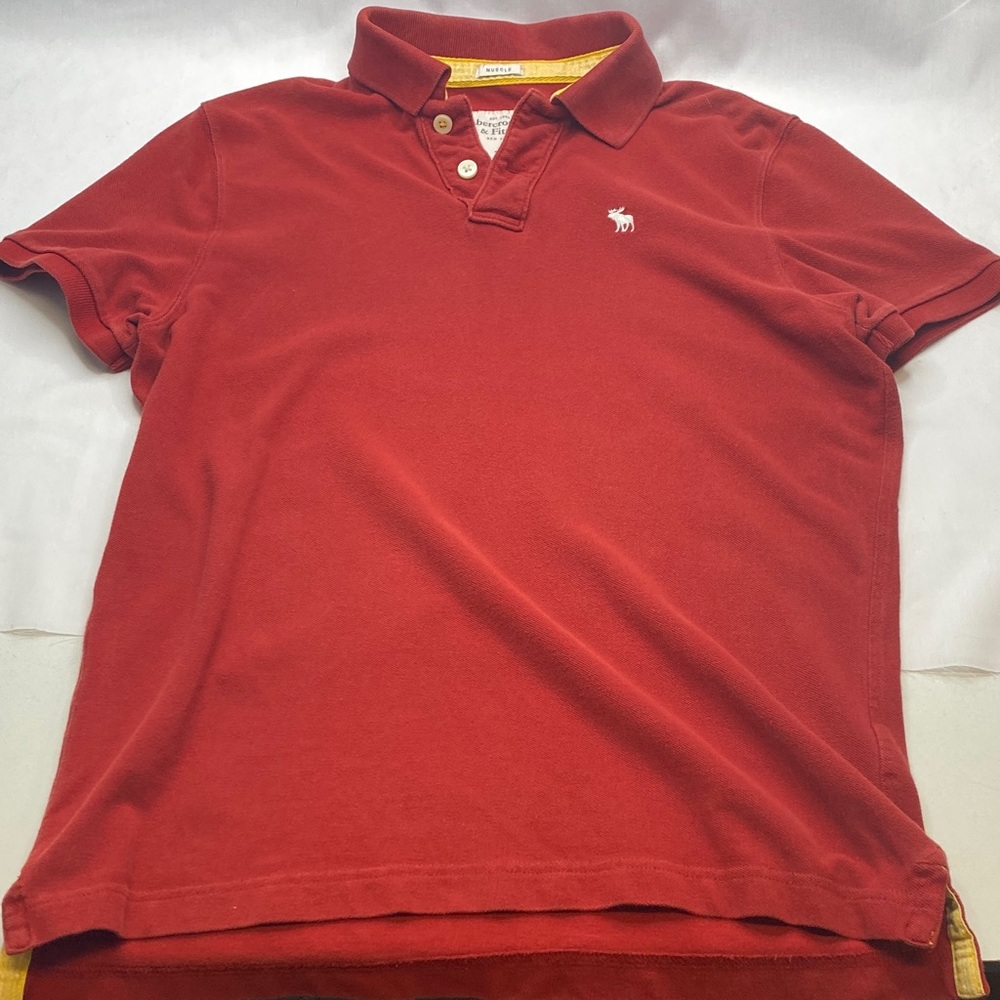 Abercrombie and fitch Men's Red Polo Shirtmuscle shirt size extra large